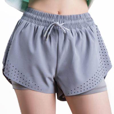 China Plus Size S-3XL Breathable Gym Shorts Women Double Layered Running Shorts Polyester Workout Fitness Bottom For Woman for sale