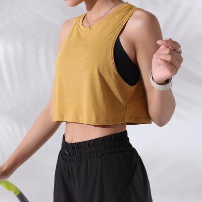 China YUCHI QUICK DRY Women's Cotton Polyester Quick Dry Workout Fitness Yoga Crop Tank for sale