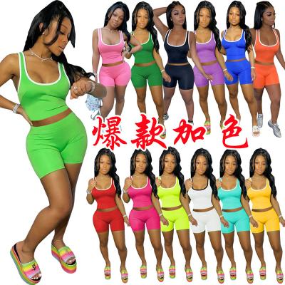 China QUICK DRY Sheer Running Fitness Yoga Underwear Fabric Pineapple Color Top Fade Vest Jogging Short Set for sale