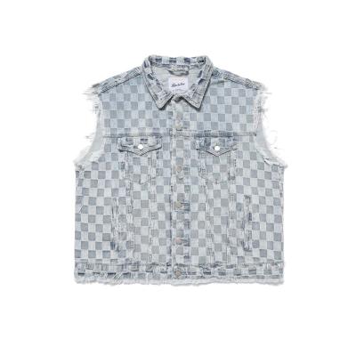 China                  Fall Plaid Denim Sleeveless Men′ S Cardigan Vest              for sale