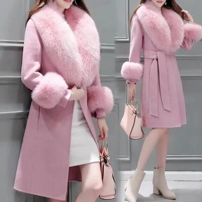 China                  New Design Autumn & Winter Warm Women Pink Long Fur Coats Clothing              for sale