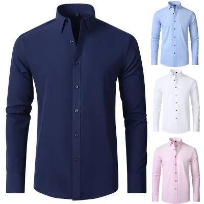 China                  Men′s Shirt Ironing Long Sleeve Stretch Business High-End Men′s Shirt Hot Sale Office Formal Style Men′s Long Sleeve Shirt              for sale