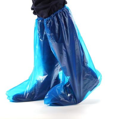 China Durable Wholesale Cheap Blue Plastic Lengthened Shoe Cover for sale