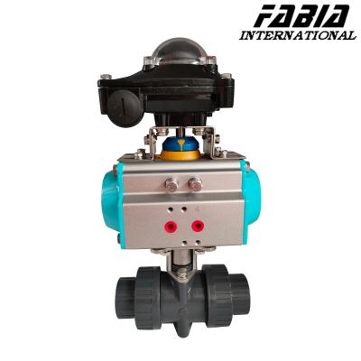 China Pvc  Pneumatic Operated Ball Valve Soft Seated Valves Pneumatic Ball Valve for sale