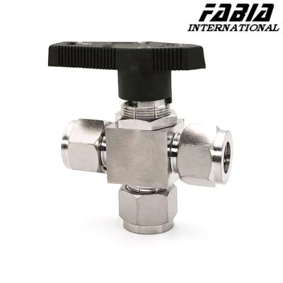 China Water High Pressure Stainless Steel 3 Way Ball Valve Manual  T Type for sale