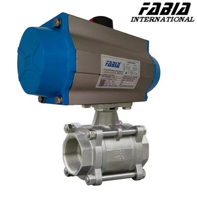 China Three Piece Pneumatic High Pressure Ball Valve 1/2