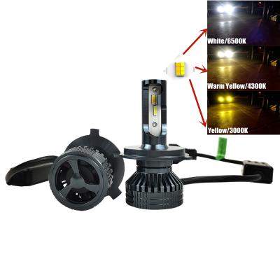 China Canbus error new custom error free canbus led auto headlight bulb 3000k 4300k 6000k 3 colors led headlight bulb for auto lighting system for sale