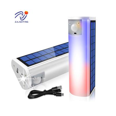 China Solar Power USB Rechargeable Camping Emergency Motion Sensor Led Flashlights Portable Solar Camping Light for sale