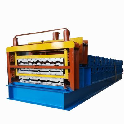 China Three Layer Corrugated Roof Tile Roll Forming Machine Roof Panel Roll Forming Machine for sale