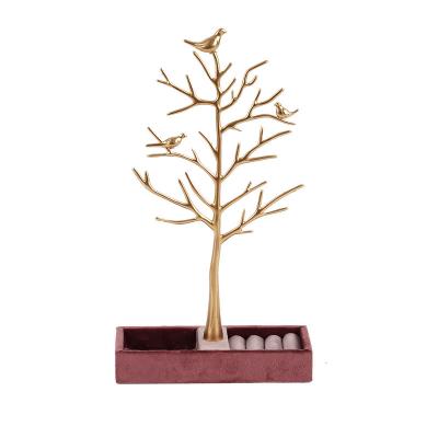 China Creative Fashion Bird and Tree Jewelry Display Stand Jewelry Earring Rack Necklace Holder Ring Storage Box Dresser Storage for sale