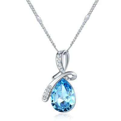 China Europe And America Fashion Tender Women Water Drop Shape Stone Jewelry Crystals Necklace for sale