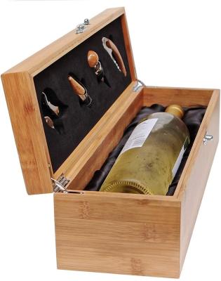 China Elelgent Bamboo Wooden Case Elegance Wine Gift Box Set With Tools Space for sale