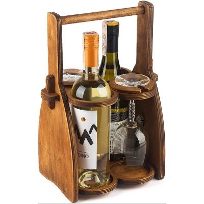 China Elelgent 4 Bottle Wine Bottle Table Rack in Brown for sale