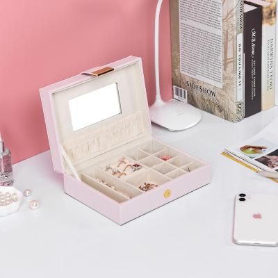 China Elelgent Jewelry Organizer Manufacturer Women Girls Pu Leather Portable Mini Travel Eardrop Jewelry Storage Box Jewelry Box for sale