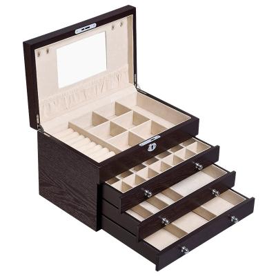 China Caixa de joia jewelry maker jewelry organizer elelgent drawer custom antique jewelry organizer box wood jewelry box for sale