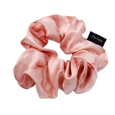 China Girl Hair Decoration Printed 19mm Large Luxury Silk Hair Scrunchies Silk Elastic Hair Bands for sale