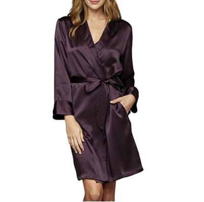 China Breathable Solid Splendid Women's Sexy 100% Silk Short Maxi Dress Sleepwear Robe for sale