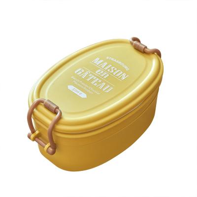 China Hot Stored Amazon Selling Student Double-Layer Lunch Box Work Bowl PP Plastic Heating Portable Bowl for sale