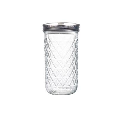 China Eco-Friendly Party Beer Can Home Wholesale 480ml 700ml Mason Cup Glass Mug With Lid Straw for sale