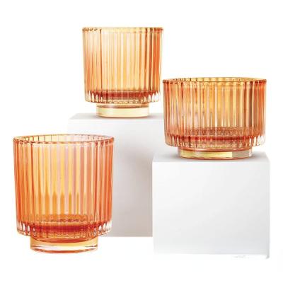 China Home Decoration Amazon Hot Sale Luxury Transparent Candle Container Multicolor Optional Clear Empty Candle Jar for sale