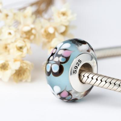 China Custom DIY Bracelet Jewelry 925 Sterling Silver Metal Murano Glass Bead Fits European Jewelry for sale