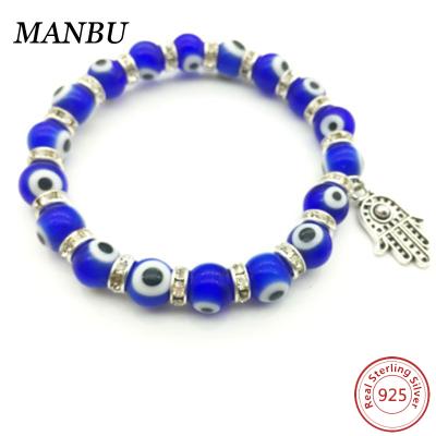 China Wholesale 16414 Handmade Bracelet Men's Fashion Jewelry Accessories Women's Silver Sterling Silver Hamsa Bracelet Men's Beads for sale