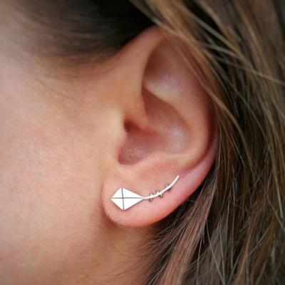 China Eco Friendly Geometric Kite Sterling Silver Ear Climber Tasty Stud Earrings Original for sale