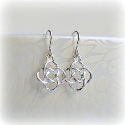 China Sterling Silver Geometric Celtic Knot silver delicate dangle earrings for girls for sale