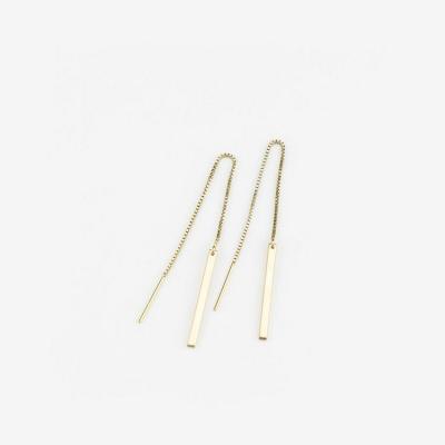 China Wholesale Tasty Silver Rose Gold Threader Drop Bar Earrings For Girls for sale