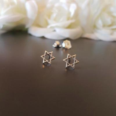 China Silver Cheap Price Israeli Star Of David Jewish Stud Earrings For Women for sale