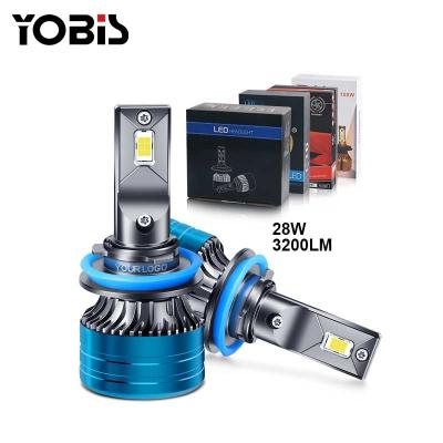 China Yobis factory supply blue aluminum H1 H3 H11 9005 automotive led headlight 9012 3570 chip 28w 3200lm k6 led headlight for sale