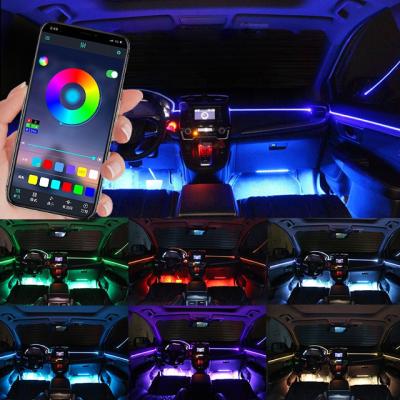 China Yobis Auto Internal Ambient Light Car LED Accent APP Control Interior Ambient Light Phone Strip Light Flexible Atmosphere Lamp Kit for sale