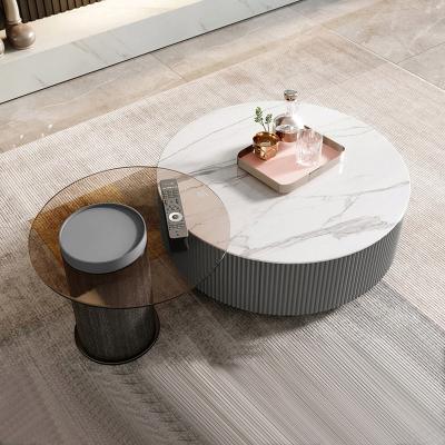 China Other Hot Selling Modern Rock Round Coffee Table Round White Nordic Marble Top Coffee Table for sale