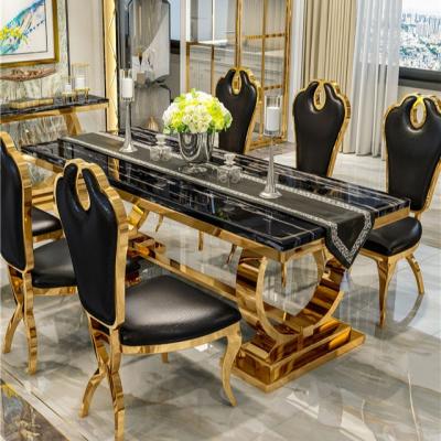 China New Type Modern Stainless Modern Restaurant Table Furniture Furniture Marble Square Dining Table for sale