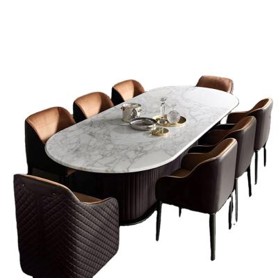 China Vintage Adjustable Mid Century Modern Dining Table (Other) Set 8 Piece Modern Marble Dining Table and Chair for sale