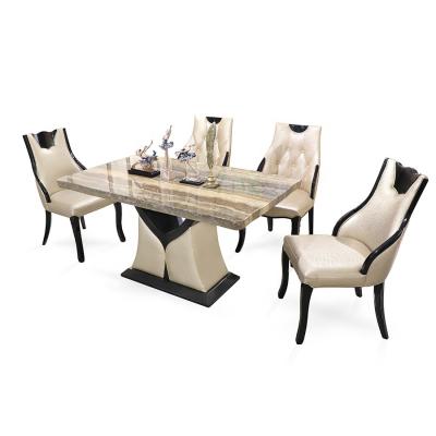 China Strong Korean Style Marble Dining Table Set Luxury Table Chair Dining Table Set Of 6 Chairs for sale