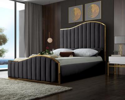 China Soft Customized Luxury Modern Home Soft Velvet Queen Size Bed Wood Upholstered Furniture for sale