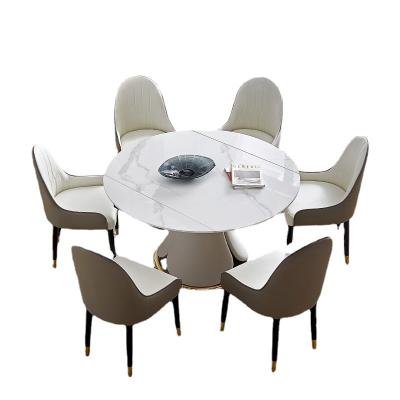 China Modern Foldable Rock Dish Dining Table Sets 6 Chair Small Round Dining Table With Rotating Center for sale