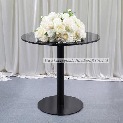 China LK20200605-7 High Quality Stainless Steel Convertible Marble Dining Table Black Round Table for sale