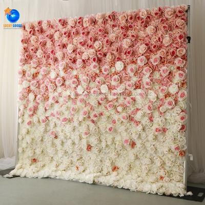 China 1)home decoration 2)event decoration 3)ceremony decoration pink 3D flower wall with butterfly orchid wrap floral wall to wedding backdrop LFB1959 for sale