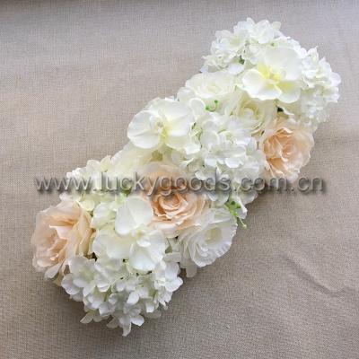 China LFB288 Ornament Champagne And White Emulation Rose Arch Flower Arrangement To Wedding Decoration for sale