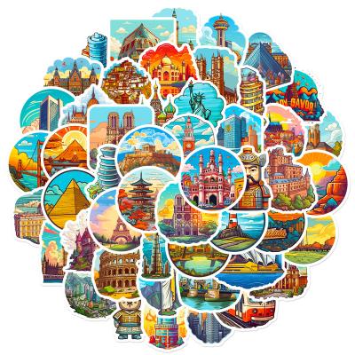 China Tourism Smooth Architectural Cultural Creative City Landscape Stickers Landmark World Surfaces Map Architectural Stickers for sale