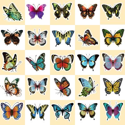 China Colorful Soft Hot Cartoon Surfaces Flower Butterfly Graffiti Sticker Notebook Skateboard Water Cup Decal Butterfly Sticker for sale