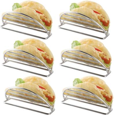 China Sustainable BPA Free Easy To Clean Stainless Steel Single Taco Shell Rack Taco Holder Stand for sale