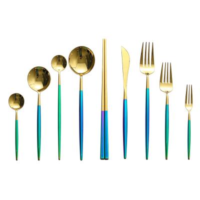 China Sustainable Classic Mirror Polished 18-10 Stainless Steel Rainbow Flatware Silverware Sets for sale