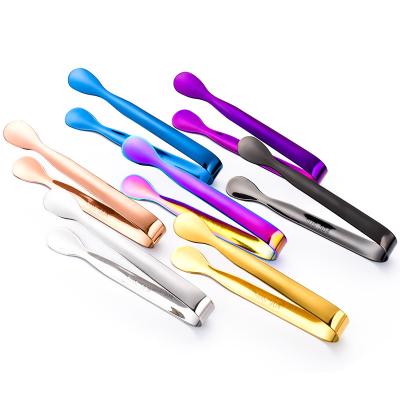 China 304 Viable Tools Rose Gold Black Mini Cube Sugar Ice Stainless Steel Kitchen Bar Tongs for sale