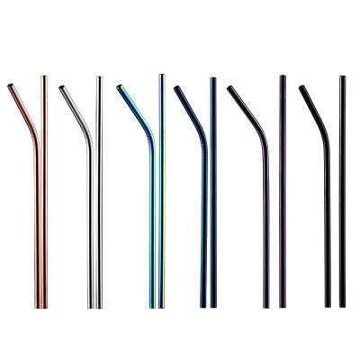 China 304 Stainless Steel Reusable Metal Reusable Drinking Straws With Cleaning Brush for sale