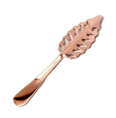 China Sustainable 304 Stainless Steel Leaf Style Absinthe Spoon For Cocktail Bar for sale