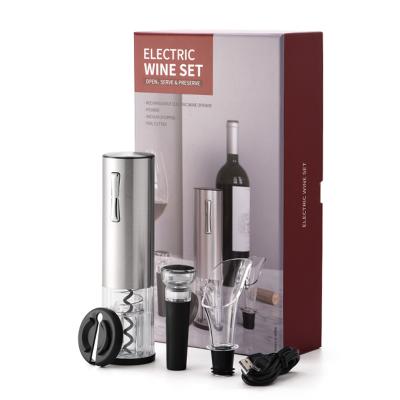 China Sustainable 4 In 1 Rechargeable Electric Wine Opener Gift Set For Birthday Wedding Favors for sale