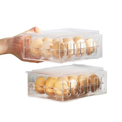 China Best Selling Household Viable 12 Pieces Plastic Stackable Egg Tray Egg Container Holder Refrigerator Tool Kitchen for sale